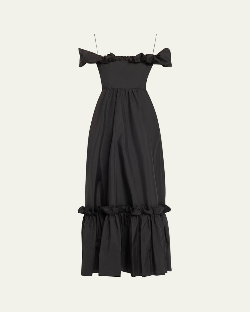 Ferra Off-Shoulder Taffeta Maxi Dress